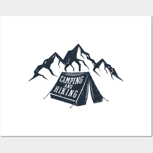 Mountains, Tent. Camping And Hiking. Adventure, Travel, Wanderlust Posters and Art